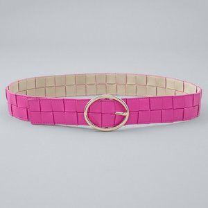 WHBM Oval Ring Woven Belt Magenta Hot Pink L